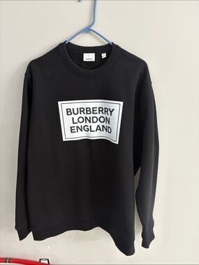 Burberry Black Crewneck Sweatshirt with White Logo Panel